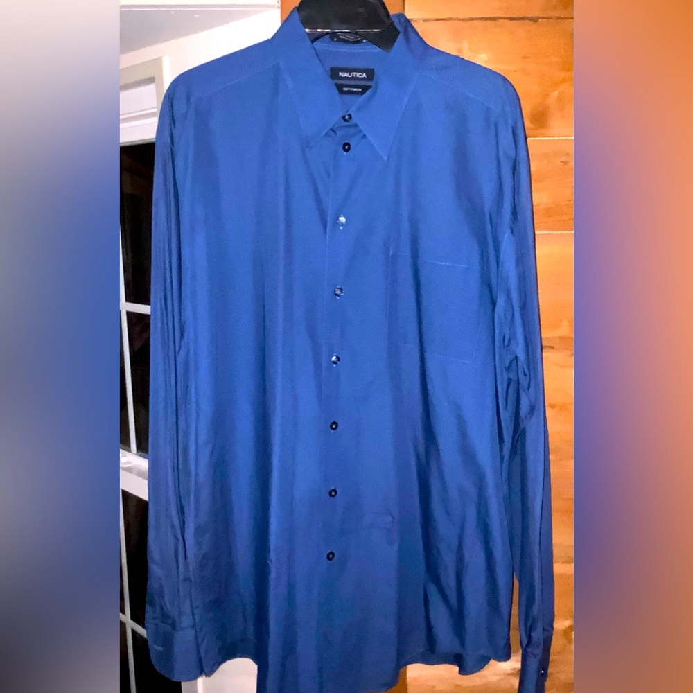 NEW NAUTICA Royal blue dress shirt 17 36/37